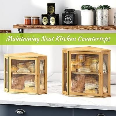 2 Pack Large Bread Box for Kitchen Countertop, Airtight Bread