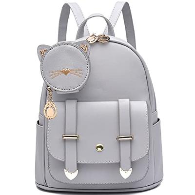 Ecosusi Mini Backpack for Women Cute Bowknot Small Backpack Purse Ladies Leather Bookbag Satchel Bags,With Charm Tassel
