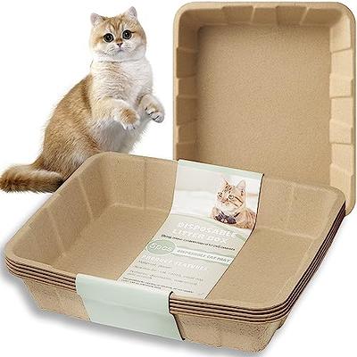 Suhaco 5 Pcs Disposable Cat Litter Box, Disposable Kitty Litter Box  Replacements Paper Cardboard Liner Tray