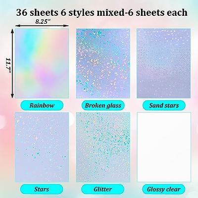 36 Sheets Holographic Sticker Paper Waterproof A4 Size Clear Vinyl Sticker  Sheets Self-Adhesive Rainbow Overlay Sheets with 6 Styles Mixed - Yahoo  Shopping