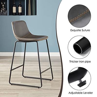 Set of 2 Leather Swivel Bar Stool Adjustable Kitchen Counter Height Dining  Chair