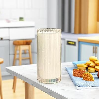 2PCS Ribbed Glass cups with Bamboo Lids and Glass Straws, Fluted Vintage  Ripple Clear Glassware, Origami Style Drinking Glasses for Juice, Beer,  Iced Coffee, Tea and Cocktail 