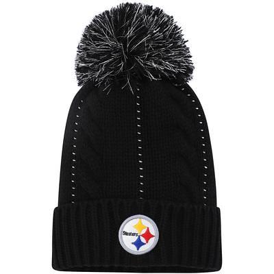 Women's New Era White Pittsburgh Steelers 2023 Sideline Cuffed Knit Hat with Pom