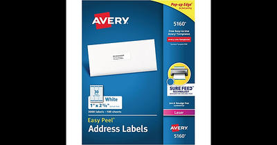 Avery 5160 Easy Peel Address Labels 1 x 2-5/8 3,000 Labels