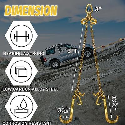  Mytee Products 5/16 Grade 70 V-Chain Bridle w/RTJ Cluster  Hooks & Grab Hooks - 3' Legs Transport Tow Truck Chains for Car Towing -  4700 LBS WLL - for Flatbed Trailer