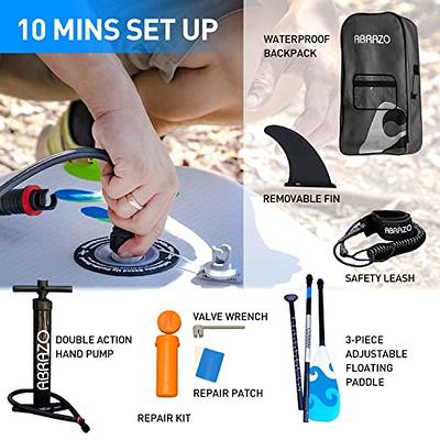 10' Inflatable & Adjustable Stand Up Paddle Board W/ SUP Accessories &  Backpack Leash Double Action Hand Pump Repair Kit for Youth & Adult