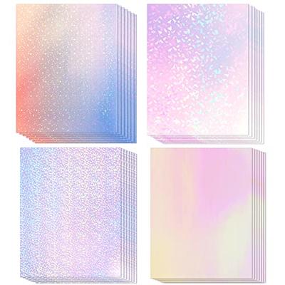 Seajan 80 Pcs Holographic Laminate Sheets Holographic Glitter Sticker Paper  8.5 x 11 Inch Clear Overlay Self Adhesive Vinyl Laminate Film Waterproof