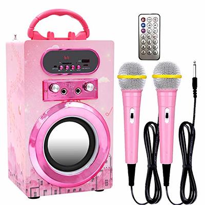 IndeCool Kids Bluetooth Karaoke Machine with 2 Microphones, Remote