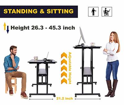 SIDUCAL Mobile Standing Desk, Portable Stand Up Desk, Small Adjustable  Standing Desk Converter with Wheels Home Office Workstation, Rolling Desk