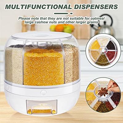 Food Grain Storage Container Large Capacity 5-grid Rice Dispenser, 360  Rotating Food Dispenser Measuring Cylinder With Lid Moisture Resistant  Househo