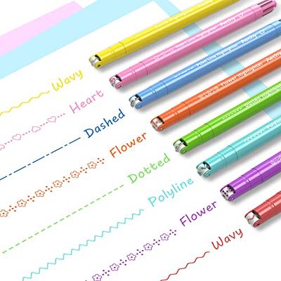 Aechy Colored Pens, Dual Tip Pens with 6 Different Curve Shapes & 8 Colors  Fine