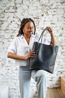 handmade leather tote bag