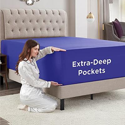 Extra Deep Pocket Fitted Sheet - Single Fitted Sheet Only - Extra Deep  Pockets Queen Size Sheets - Fits 18 In to 24 In Mattress Twin White