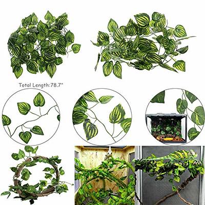 kathson Reptile Tank Hanging Vines Plants,Bearded Dragons Habitat Bendable  Jungle Climbing Fake Vine Terrarium Decorations for