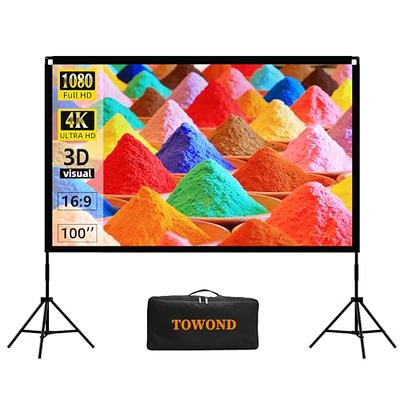 Projector Screen with Stand, Vamvo 80 inch Portable Foldable Projection  Screen 16:9 HD 4K Indoor Outdoor Projector Movies Screen for Home Theater