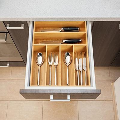 Umilife Kitchen Drawer Organizer, 12 Inch Silverware Utensil Tray Holder, Extra  Deep, with Non-Slip Feet & Grooved Drawer Divider, 6 Slots Total Bamboo  Wood Caddy for Flatware Cutlery Knives - Yahoo Shopping