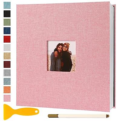 Spbapr Large Photo Album Self Adhesive Linen Cover Magnetic Scrapbook Album  DIY Scrap Book 40 Black Sticky Pages for 3x5 4x6 5x7