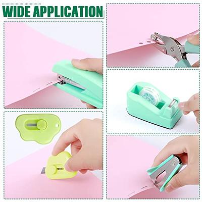 Desk Accessory Kit Office Supplies Set Marble Stapler Tape Dispenser Staple  Remover Staples Ballpoint Pen Paper Clips Scissor Transparent Ruler Desk