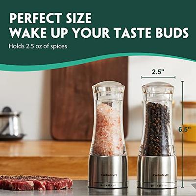 Salt and Pepper Grinder Set - 2 Pack - Pepper Mill, Salt Grinder,  Refillable, Pepper Mill Grinder, Tall Glass Salt Pepper Grinder, Salt  Pepper Grinder