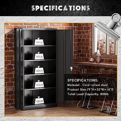 Greenvelly White Metal Storage Cabinet, 72 Steel Locking Cabinet