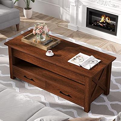 Modern Lift Top Coffee Table with Hidden Compartment Storage,Adjustable  Wood Table for Living Room,Brown