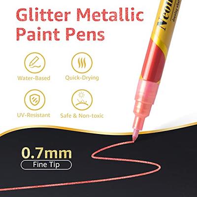 Dyvicl Metallic Marker Pens - 12 Colors Hard Fine Tip Metallic Markers for Black Paper, Adult Coloring, Card Making, Rock Painting, Scrapbooking