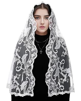 Mantveil Catholic Church Veils for Women: Traditional Lace Mantilla Chapel Veil Latin Mass Head Coverings with Clip