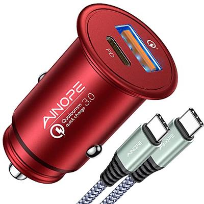 AINOPE USB C Car Charger Super Mini All Metal 54W Fast USB Car Charger  PD&QC 3.0