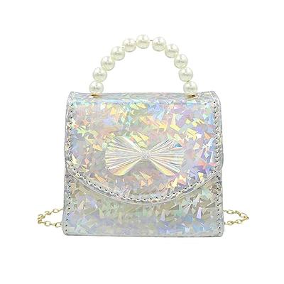 Summer Jelly Bags Woman Mini Cute Clear Shoulder Bag Chain Transparent Messenger  Bags Girls Small Casual Fashion Handbags(White) 