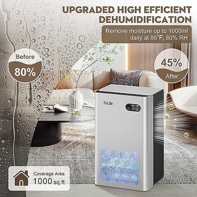 Dehumidifiers for Home 30 OZ Water Tank with Auto-Off, Portable Small  Dehumidifier for Room,Bathroom,Bedroom,RV, Closet 500 sq.ft,7 Colors LED  Light