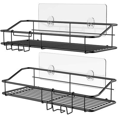 Dracelo 2 Pack Black Shower Caddy Shelf Basket Stainless Steel Adhesive Shower Shelf Storage Organizer