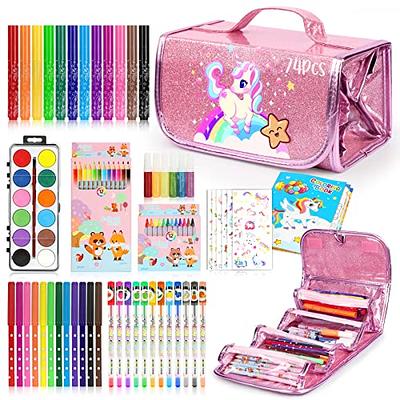 Fruit Scented Markers Set 53Pcs with Unicorn Pencil Case, Art