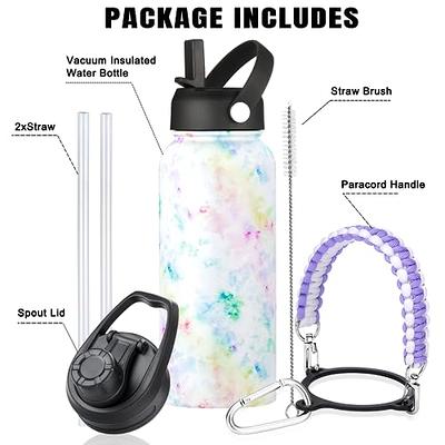 WEREWOLVES Insulated Water Bottle With Paracord Handles Strap Straw Lid  Spout LidReusable Wide Mouth Vacuum Stainless