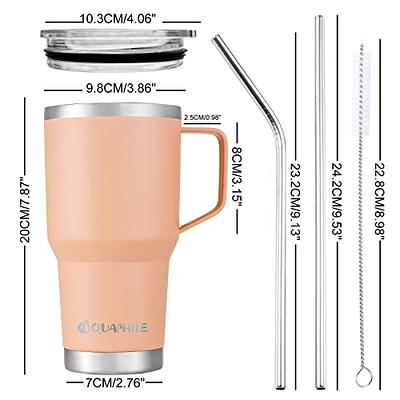 AQUAPHILE 40oz Tumbler with Handle, Double Walled Insulated Coffee Cup with  Leak-proof Lid and Straw, Stainless Steel Travel Mug for Hot or Cold Drinks( Pink) 