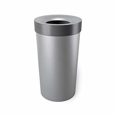   Basics Round Cylindrical Trash Can With Soft-Close Foot  Pedal, 30 Liter/7.9 Gallon, Brushed Stainless Steel