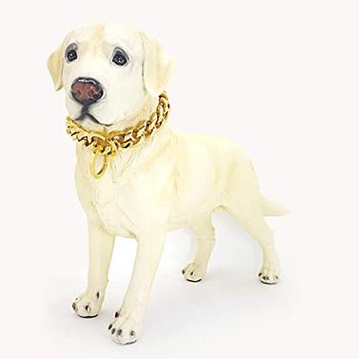 Gold Dog Chain Collar Stainless Steel 18K Gold Collar Adjustable Walking,  Metal Cuban Link Chew Proof Double Row Chain for Large Small Medium Dogs