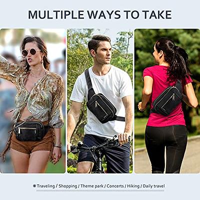 WESTBRONCO Fanny Packs for Women Men, Belt Bag with 4 Zipper Pockets,  Fashion Waist Packs, Lightweight Crossbody Bags with Adjustable Strap for