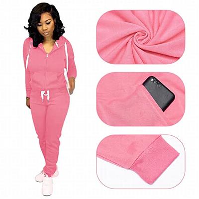 CLOCOR Sweatsuit for Women 2 Piece - Casual 2 Piece Outfits Pocket  Tracksuit Long Sleeve with Patchwork Pants Set Pink-3XL - Yahoo Shopping