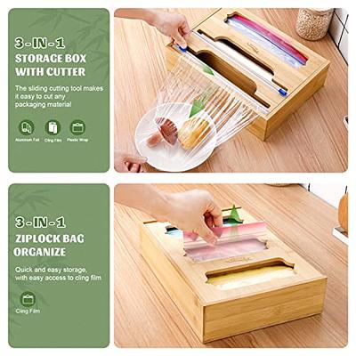 Bamboo Ziplock Bag Storage Kitchen Drawer Organizer