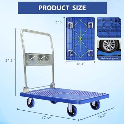 Dolly Cart with Wheels｜660 lbs Weight Capacity Flatbed Cart｜Push
