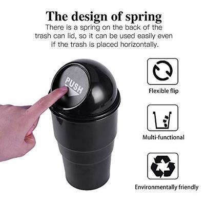 JUSTTOP Mini Car Trash Can, Small Automatic Portable Trash Can with Lid,  for Car Home Office (Black)