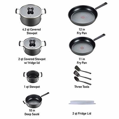 T-fal All In One Hard Anodized Nonstick Cookware Set 12 Piece Pots and  Pans, Dishwasher Safe Black