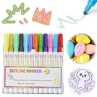 Mr. Pen- Double Line Outline Markers, 10 Colors, Shimmer Markers, Outline  Markers Self-Outline Metallic Markers - Mr. Pen Store