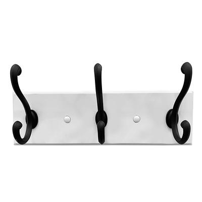 allen + roth 3-Hook 10.04-in x 3.05-in H White Rail and Black Hooks  Decorative Wall Hook (25-lb Capacity)
