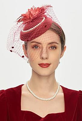 BABEYOND 1920s Fascinator Mesh Veil Headband Bridal Wedding Tea Party Fascinator Veil for Women