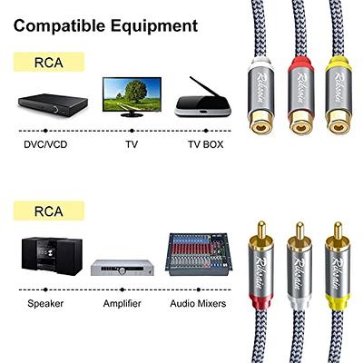 3 RCA Cable Audio Video Composite Cable, 5 ft RCA 3-Male to 3-Male, for TV,  VCR, DVD, Satellite, and Home Theater Receivers