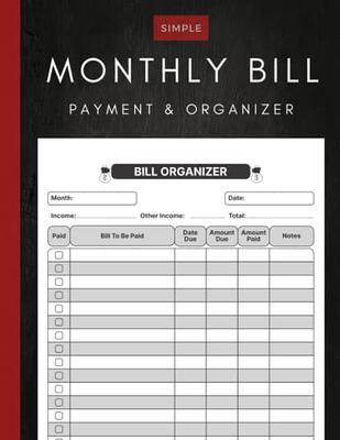 Bill Payment Tracker: Bill Payment Organizer Log Book for 9 Years, Monthly  Bill Payment Organizer, Budget Planner and Monthly Bill Organizer