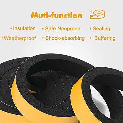 Yotache Foam Strips Adhesive 2 Rolls 1 inch Wide x 1/8 inch Thick Neoprene Weather Stripping High Density Foam Tape Seal for Doors and Windows