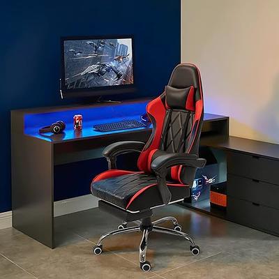 SUKIDA Gaming Chair with Footrest - Light Blue Game Chair Swivel