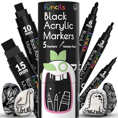 PINTAR Black Acrylic Paint Markers/Pens for Rock Painting - Pack